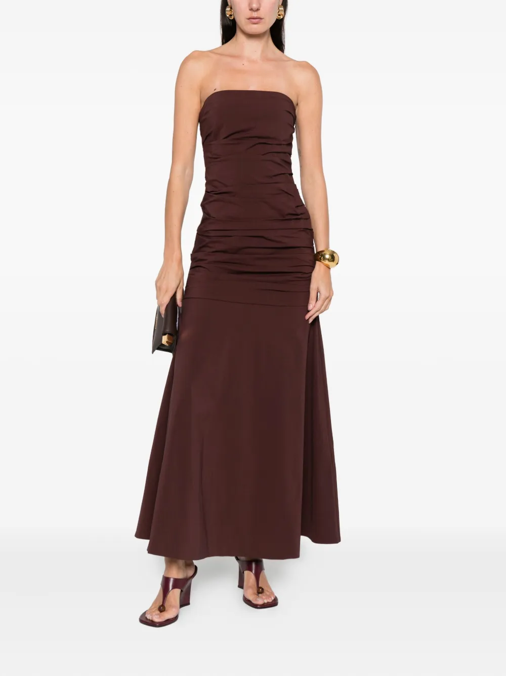 St. Agni Strapless maxi-jurk - Bruin