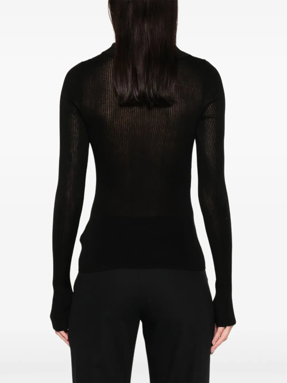 St Agni Long-sleeves Polo Top In Black