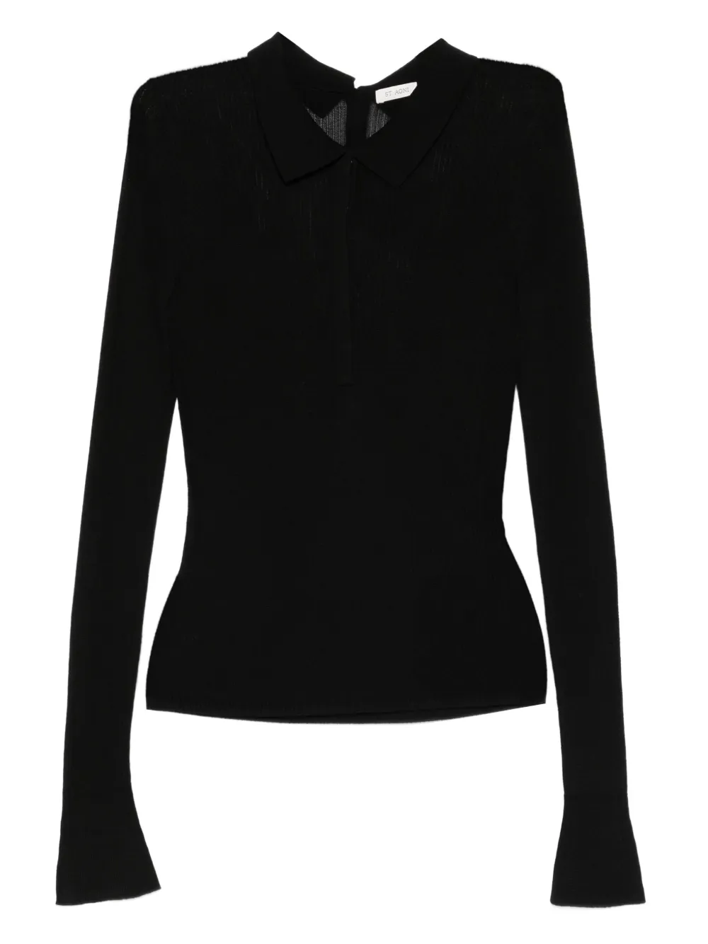 St Agni Long-sleeves Polo Top In Black