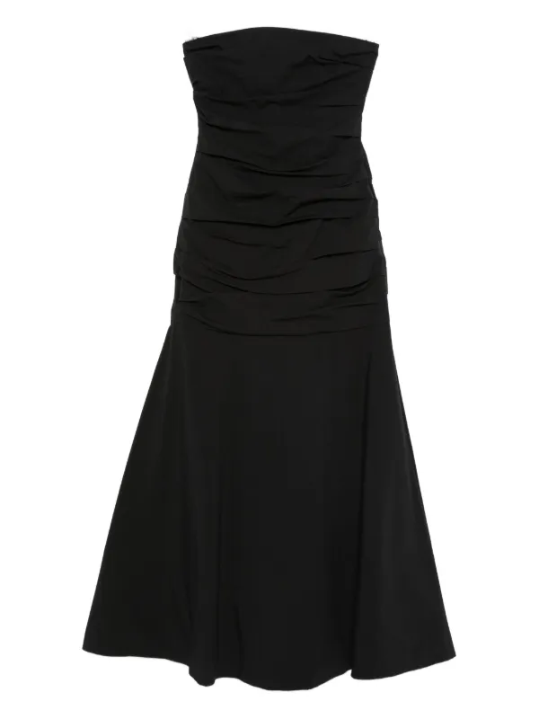 St. Agni Gathered Strapless Longline Dress in Black