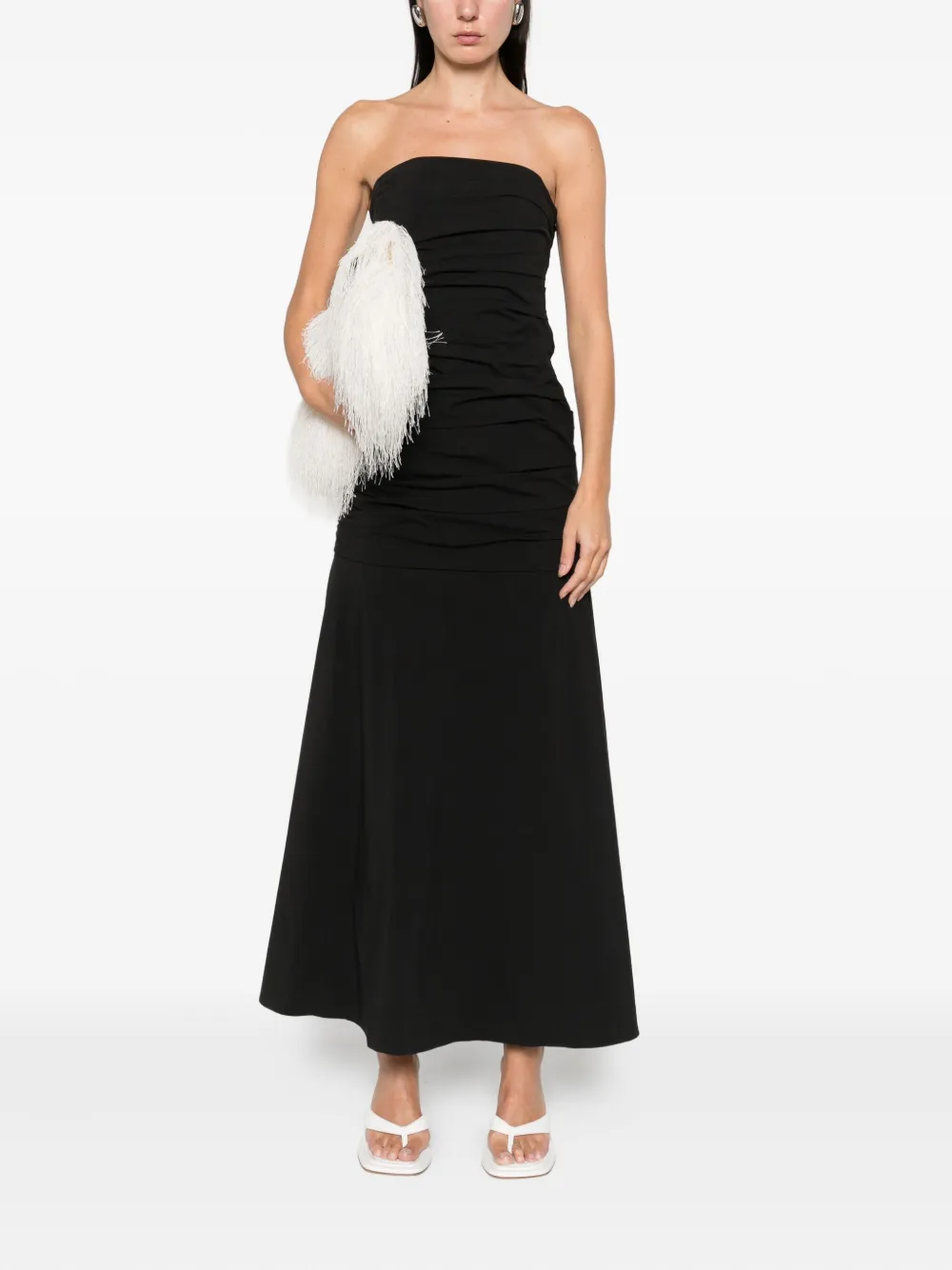 St. Agni Gesmockte strapless maxi-jurk - Zwart