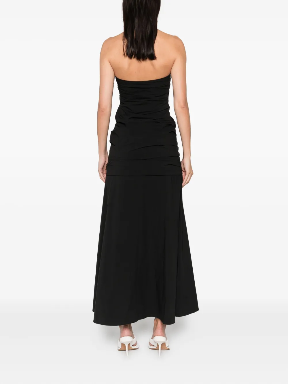 St Agni Gathered Strapless Maxi Dress In Black