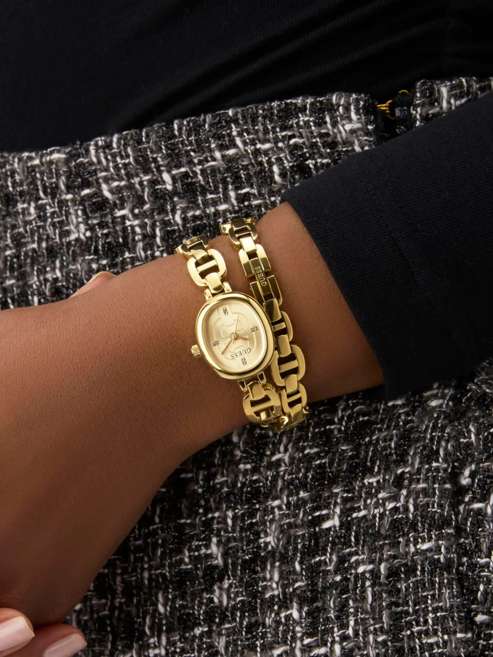 GUESS USA 28mm horloge van roestvrij staal - Goud
