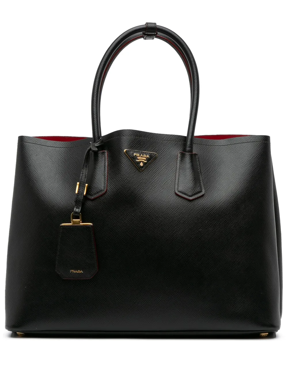 【美品】プラダ ハンドバッグ パイソン ゴールドロゴ サイドリボン 白タグ 黒 PRADA 新品同様 プラダ TRACOLLA CON PATTINA クロスボディ