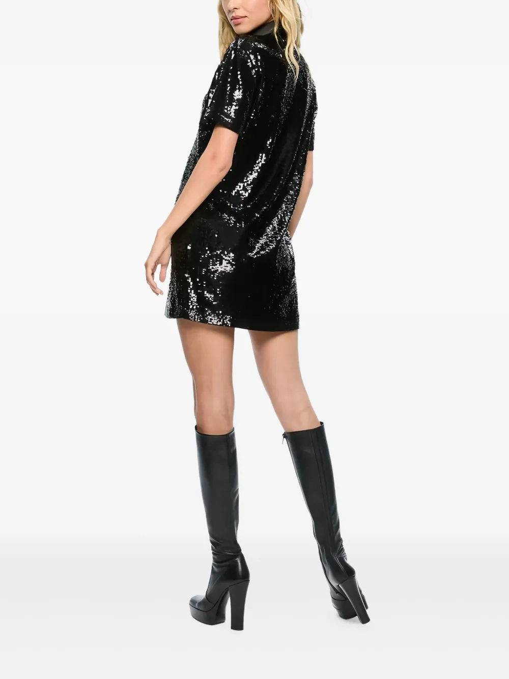 alice + olivia Mini-jurk met pailletten en kraag Zwart