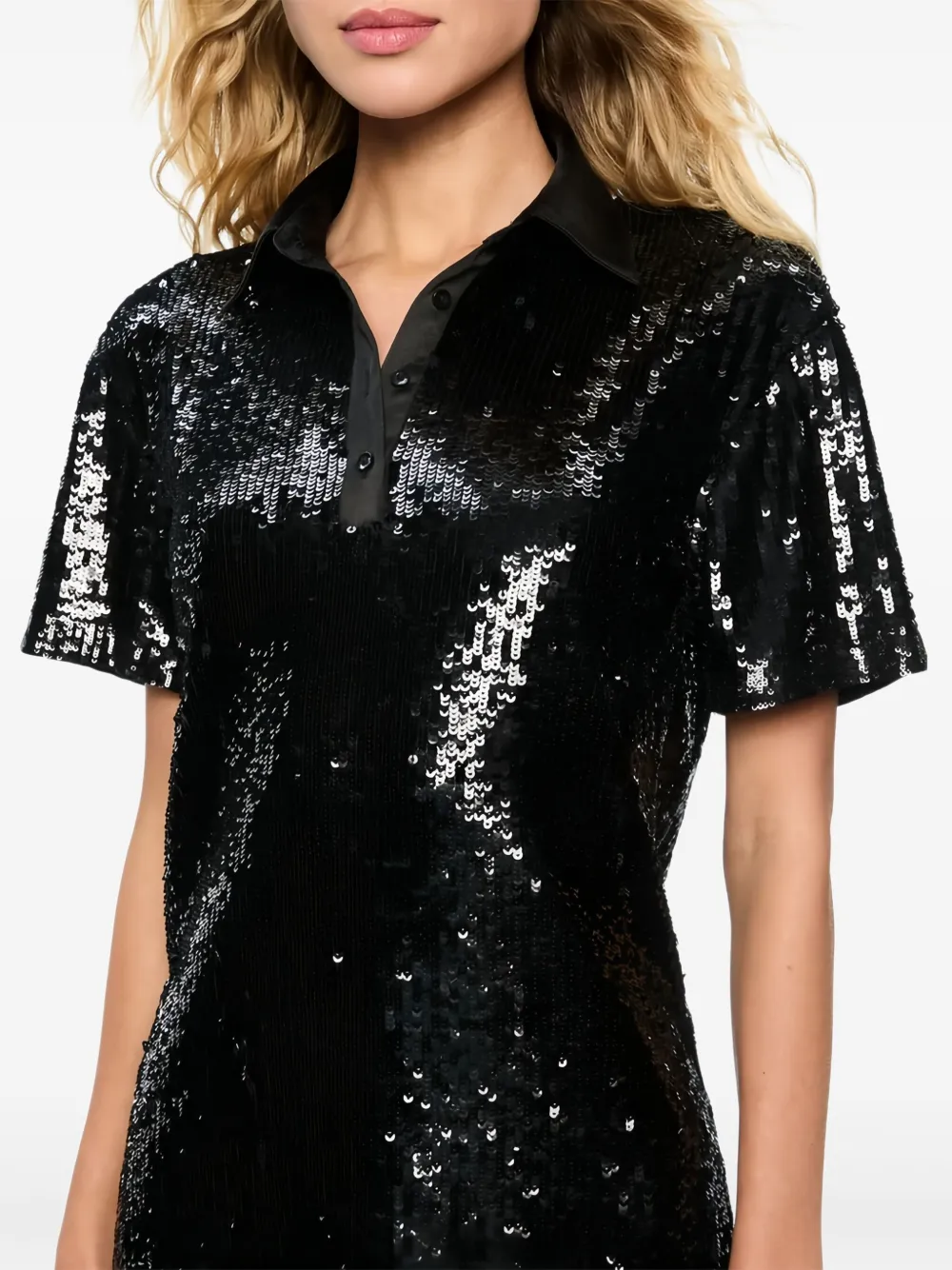 alice + olivia Mini-jurk met pailletten en kraag Zwart