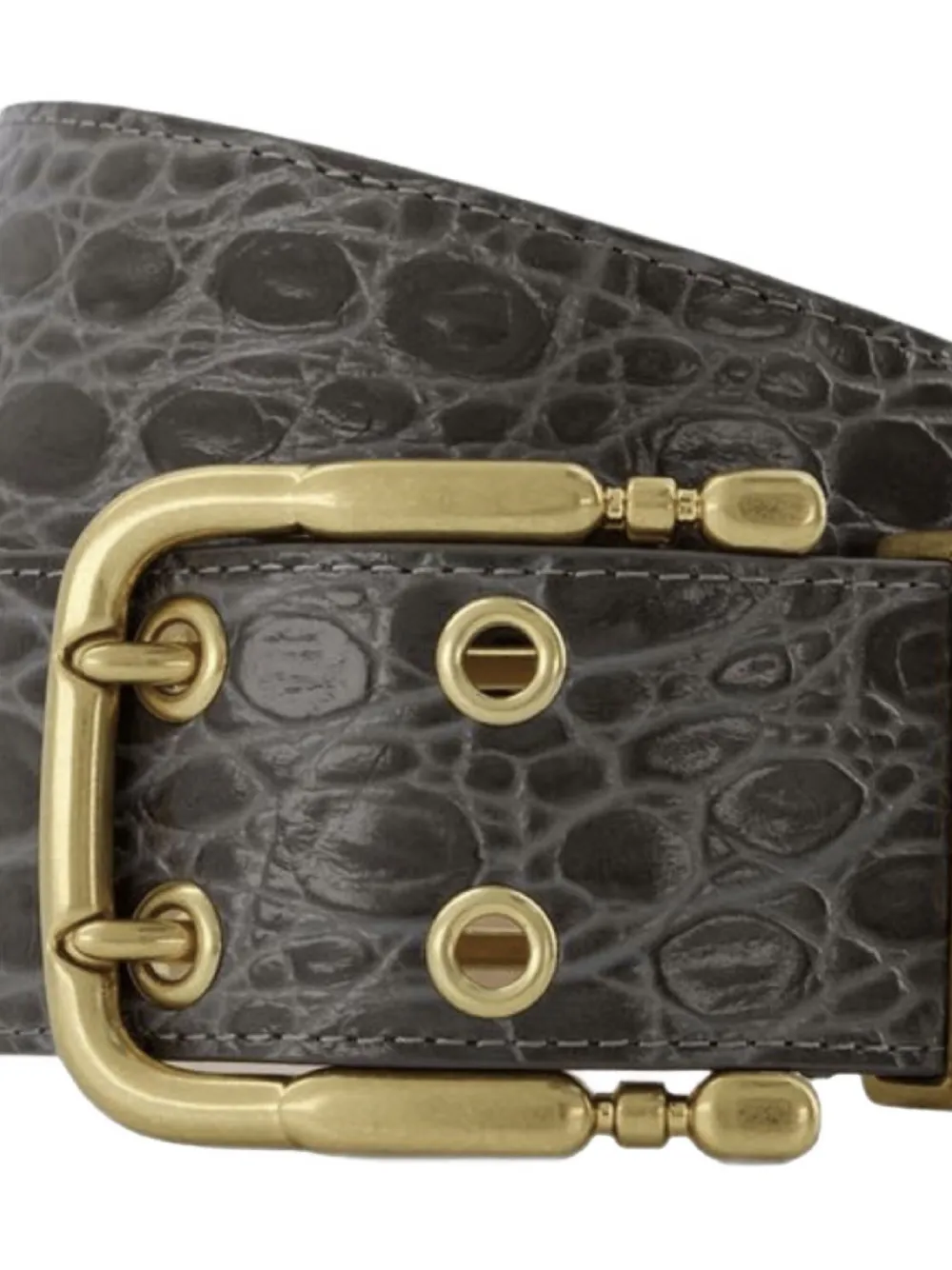 BY FAR Duo croc-embossed buckle belt Grijs