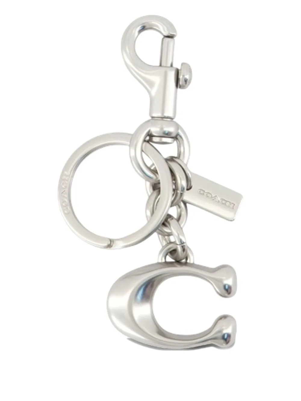 Coach Keyfobs Logo-plaque Keyring In Silver