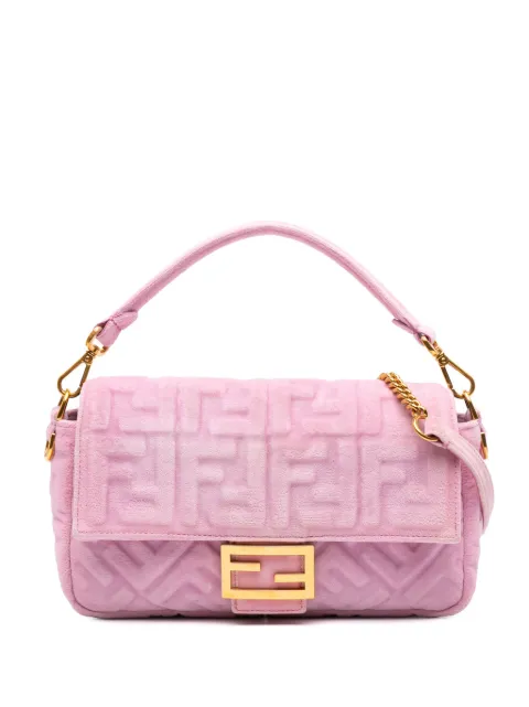 Fendi Pre-Owned 2010-2025 Zucca Embossed Velvet Baguette satchel