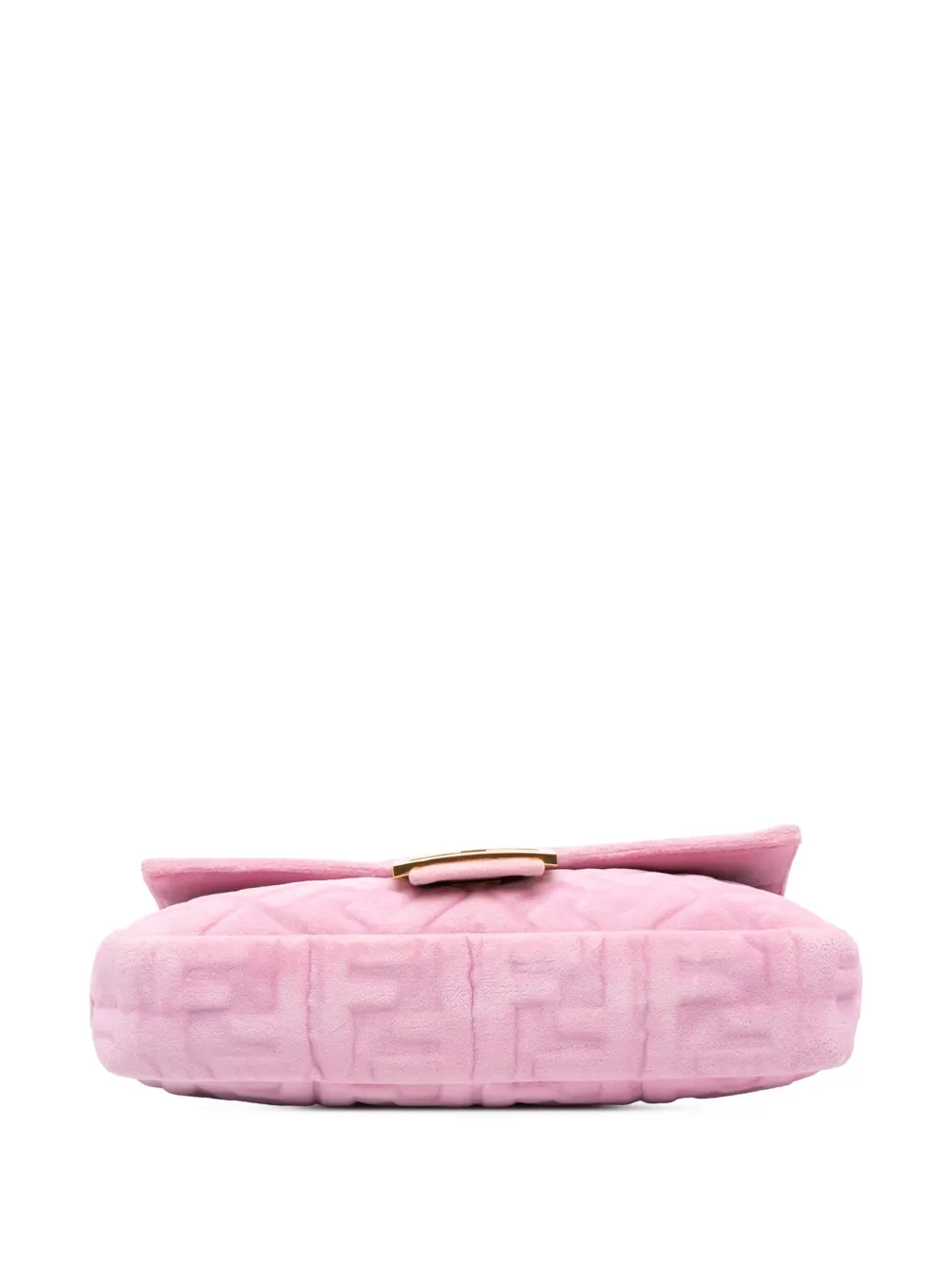 Pre-owned Fendi 2010-2025 Zucca Embossed Velvet Baguette Satchel In Pink