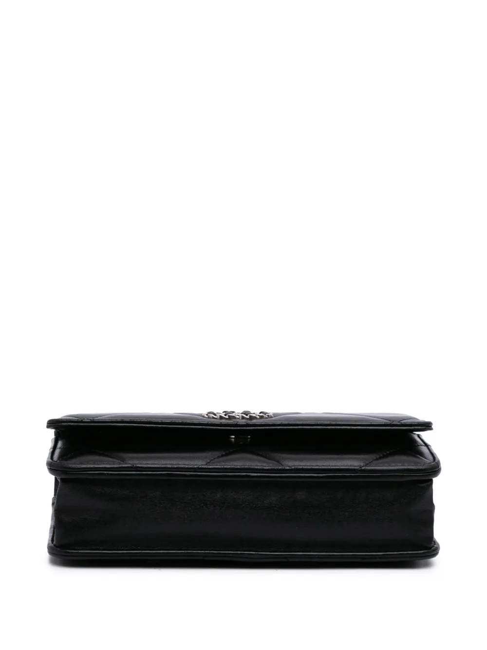 Pre-owned Chanel 2021-2025 Quilted Lambskin 19 Wallet On Chain Satchel In Black