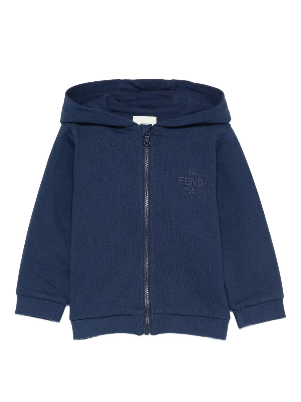 Fendi Kids logo-embroidered hoodie Blauw