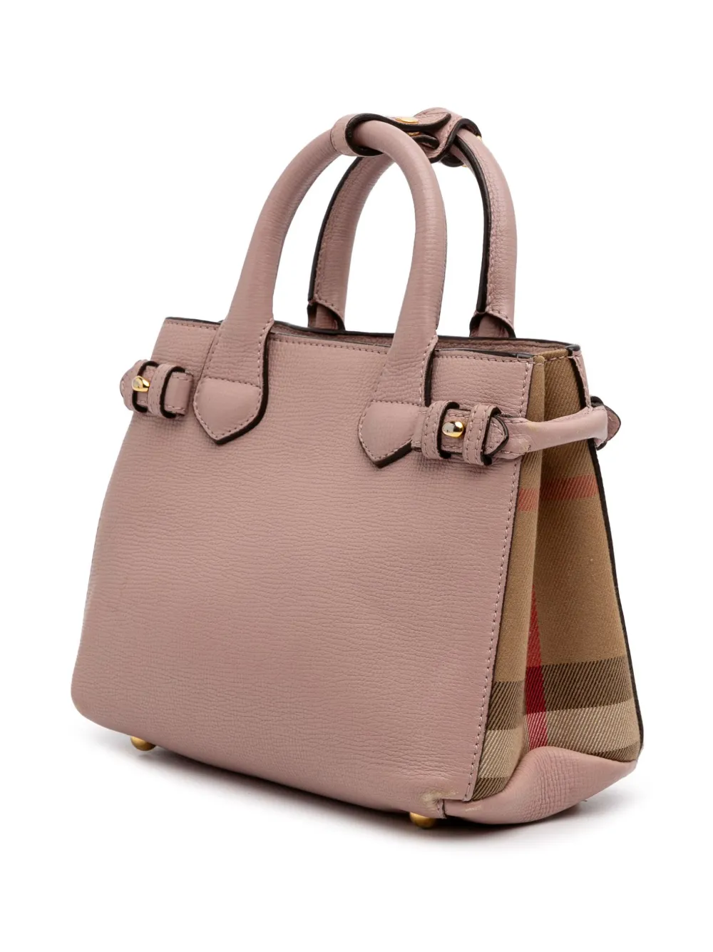 Pre-owned Burberry 2000-2017 Small Leather And House Check Banner Satchel In Pink