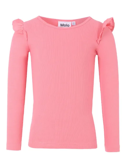 Molo top tejido de canalé con volantes