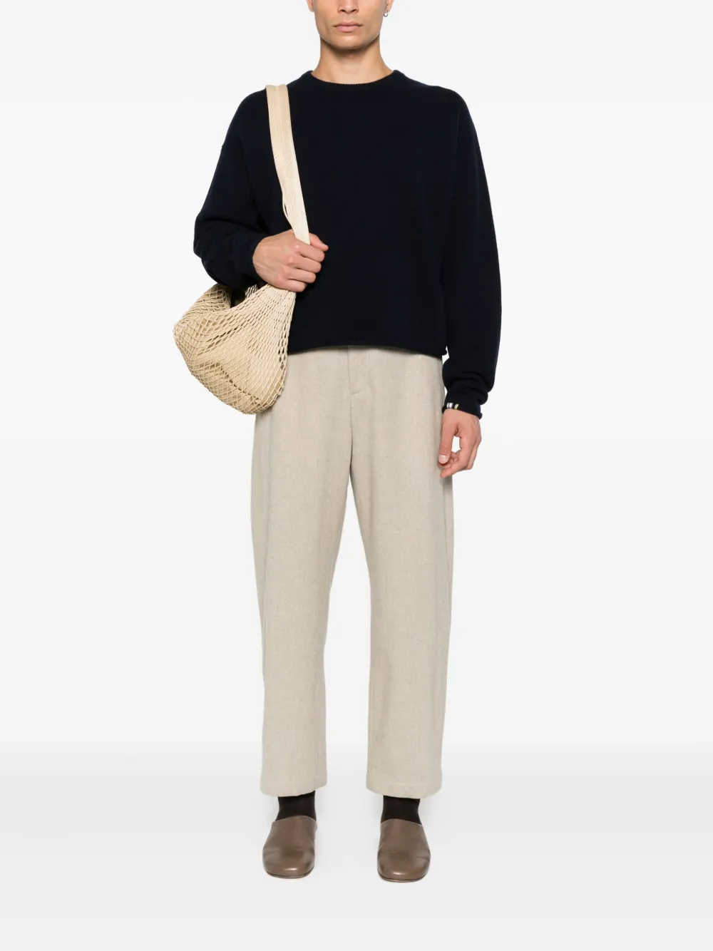 extreme cashmere Cropped trui met ronde hals Blauw