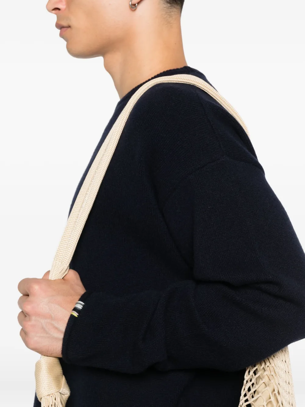 extreme cashmere Cropped trui met ronde hals Blauw