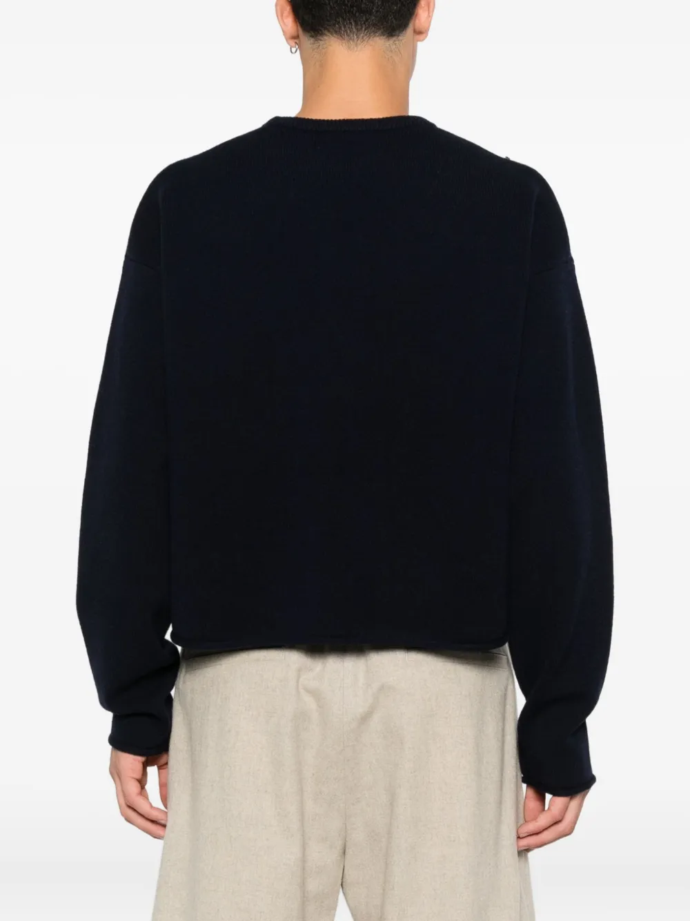extreme cashmere Cropped trui met ronde hals Blauw