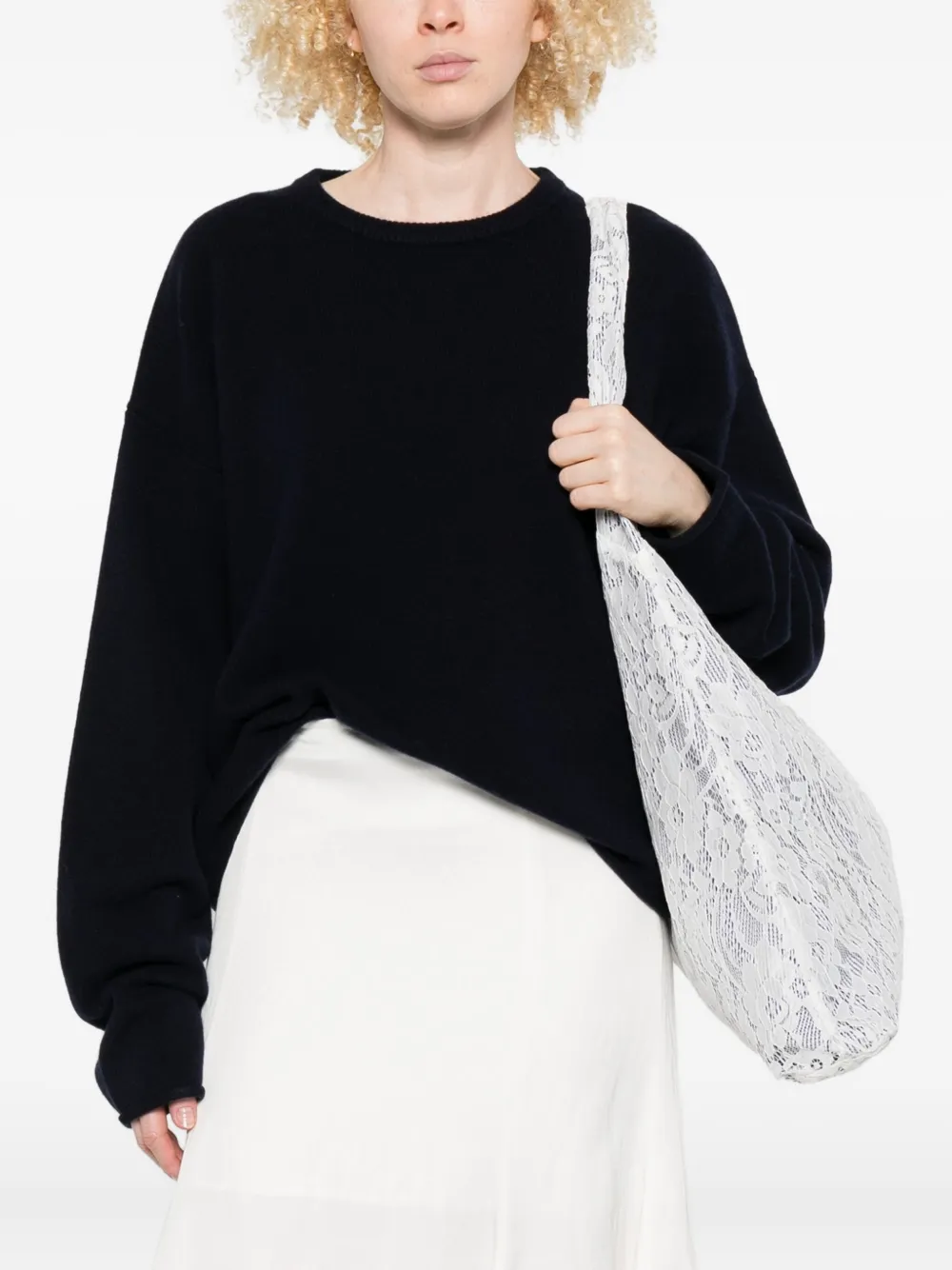 extreme cashmere Cropped trui met ronde hals Blauw
