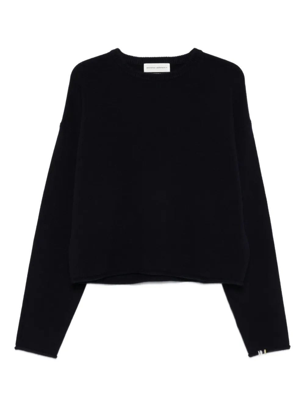 Extreme cashmere Cropped trui met ronde hals Blauw