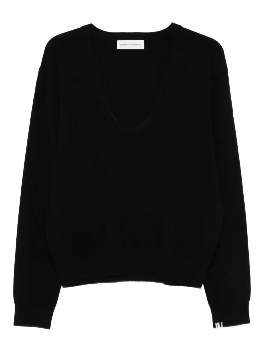 Extreme cashmere Kasjmier trui met diepe ronde hals Zwart