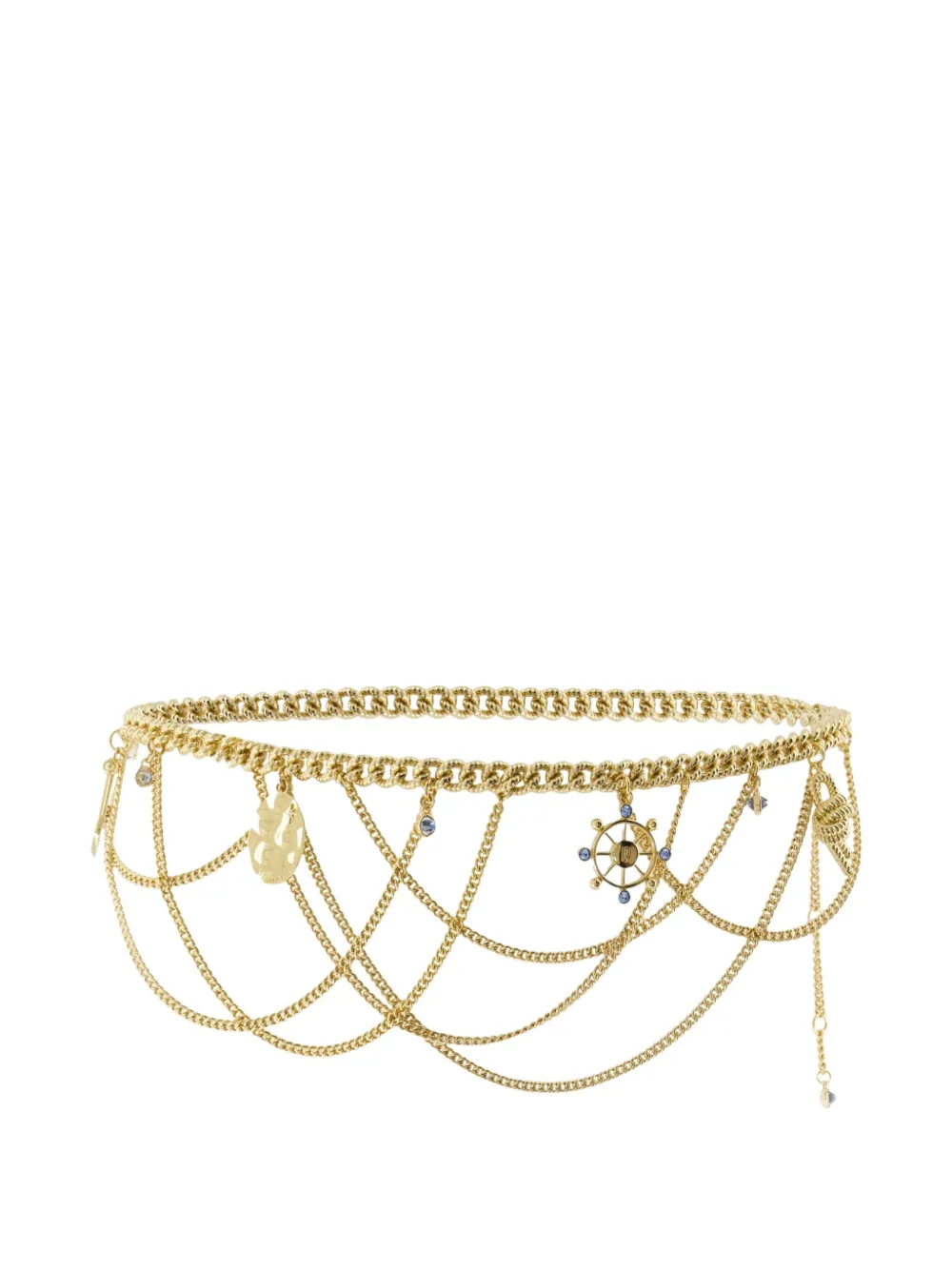 chain-embellished metal belt