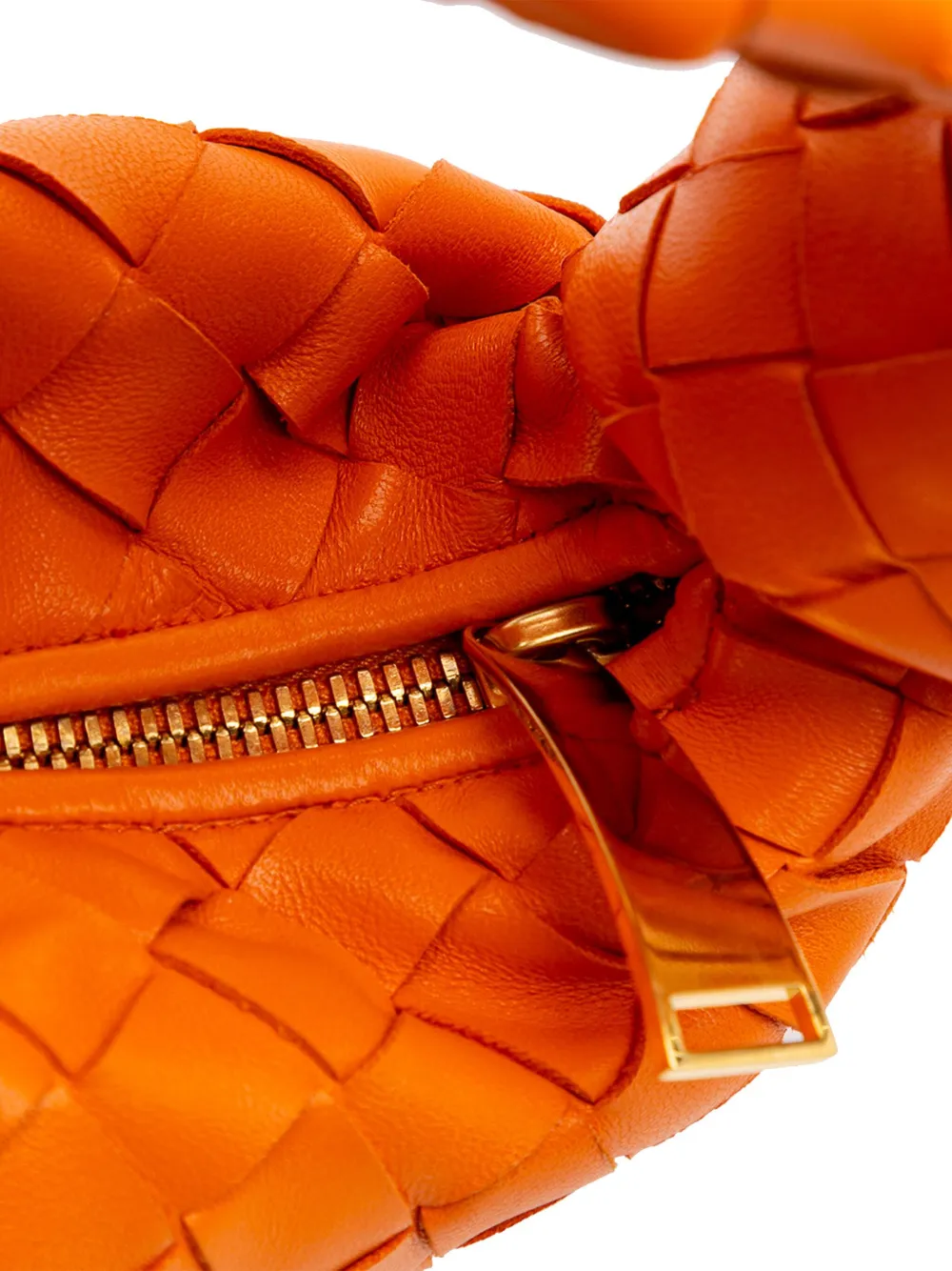 Pre-owned Bottega Veneta 2012-2025 Mini Nappa Intrecciato Jodie Hobo Bag In Orange