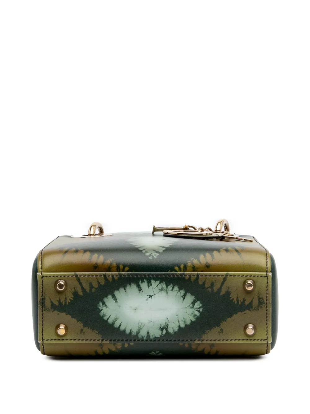 Pre-owned Dior 2020 Mini Calfskin Tie-dye Lady Satchel In Green