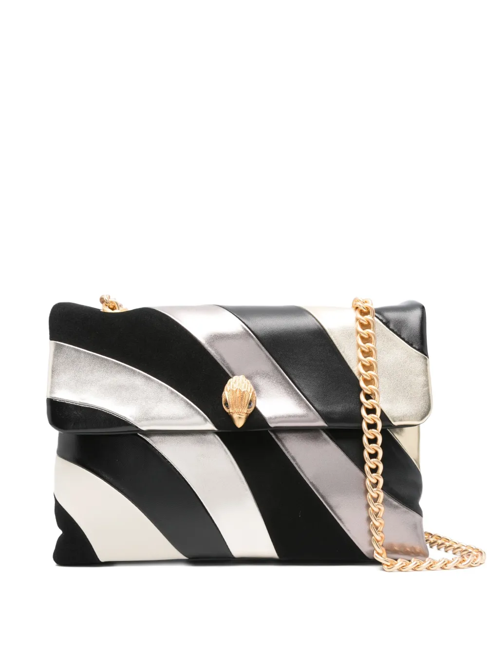 striped logo-plaque crossbody bag