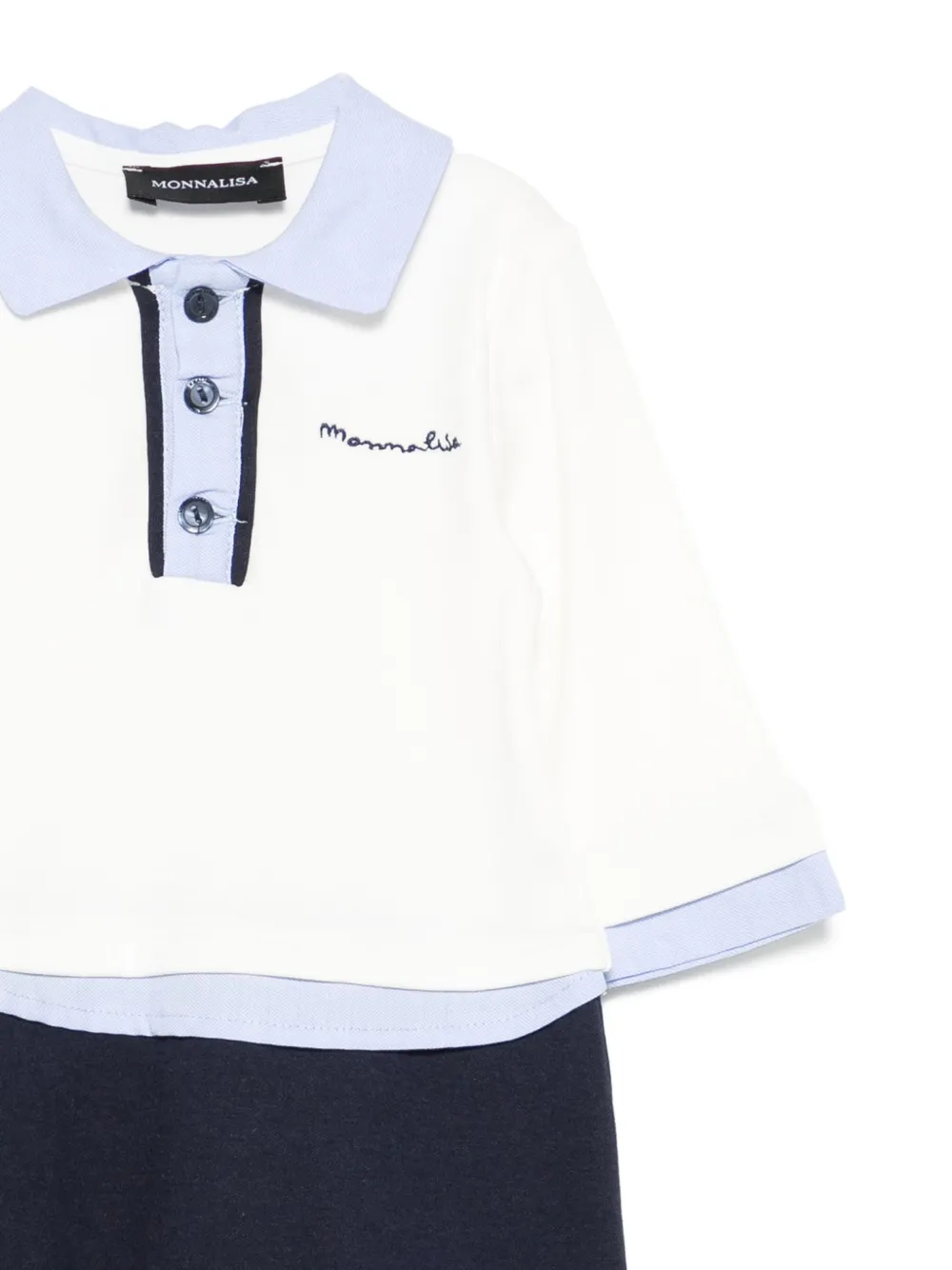 Monnalisa polo-neck two-tone babygrow Beige