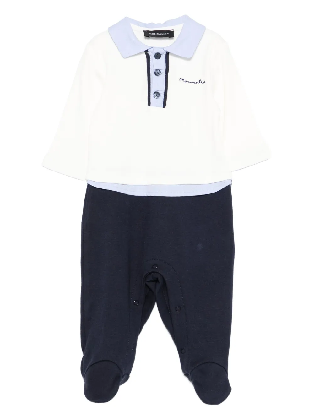 Monnalisa polo-neck two-tone babygrow Beige