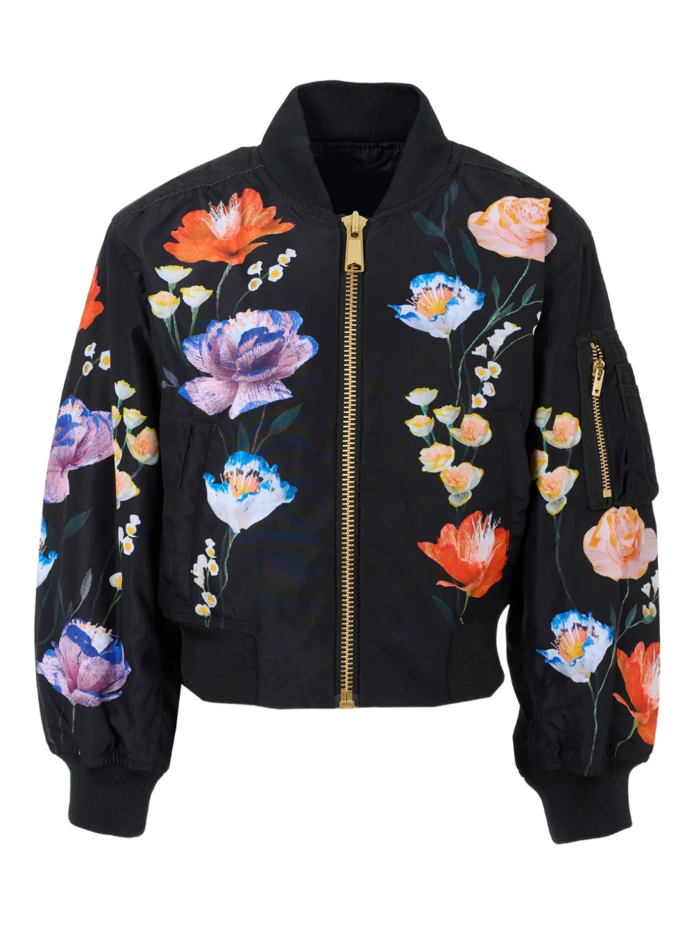 Molo Hedia floral-print bomber jacket Zwart