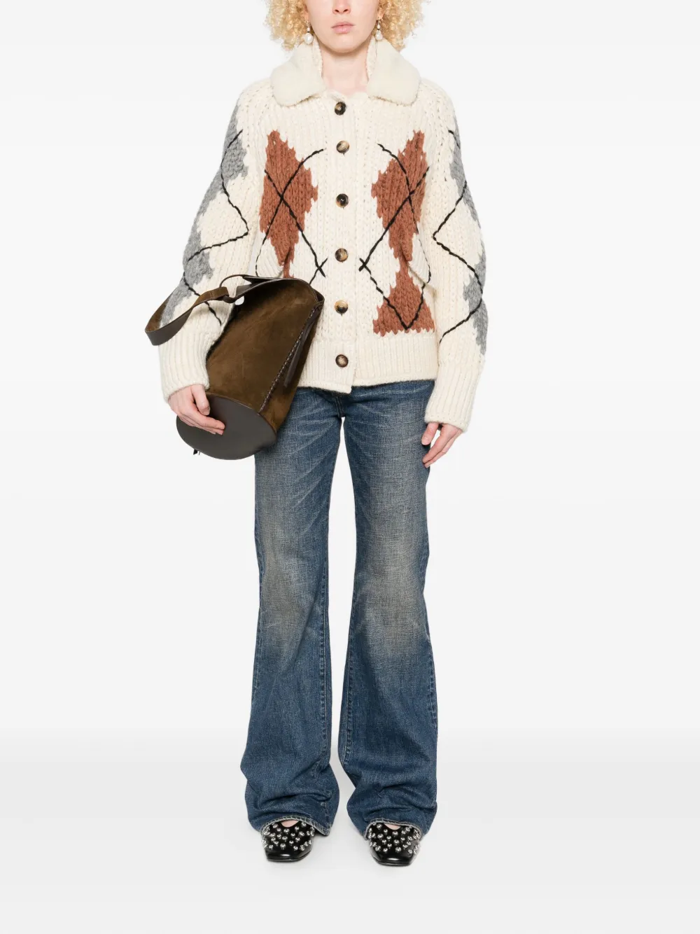 Ermanno Scervino Vest met lammy kraag Beige