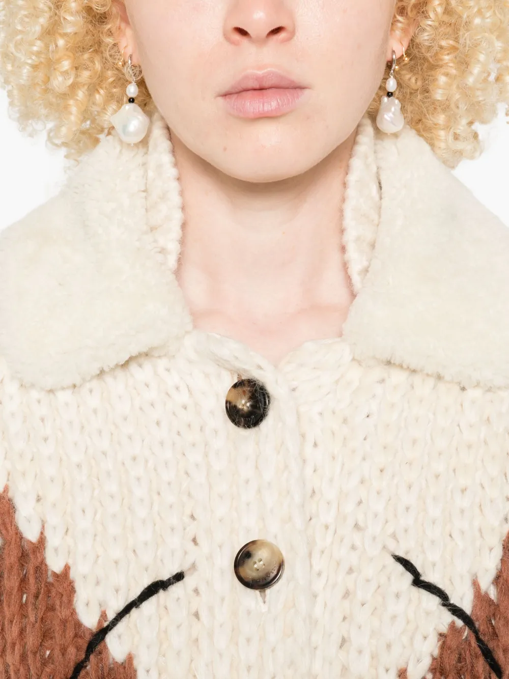 Ermanno Scervino Vest met lammy kraag Beige