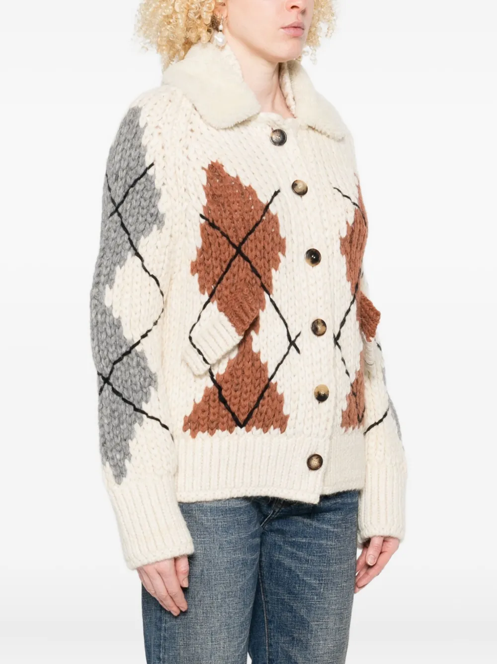 Ermanno Scervino Vest met lammy kraag Beige