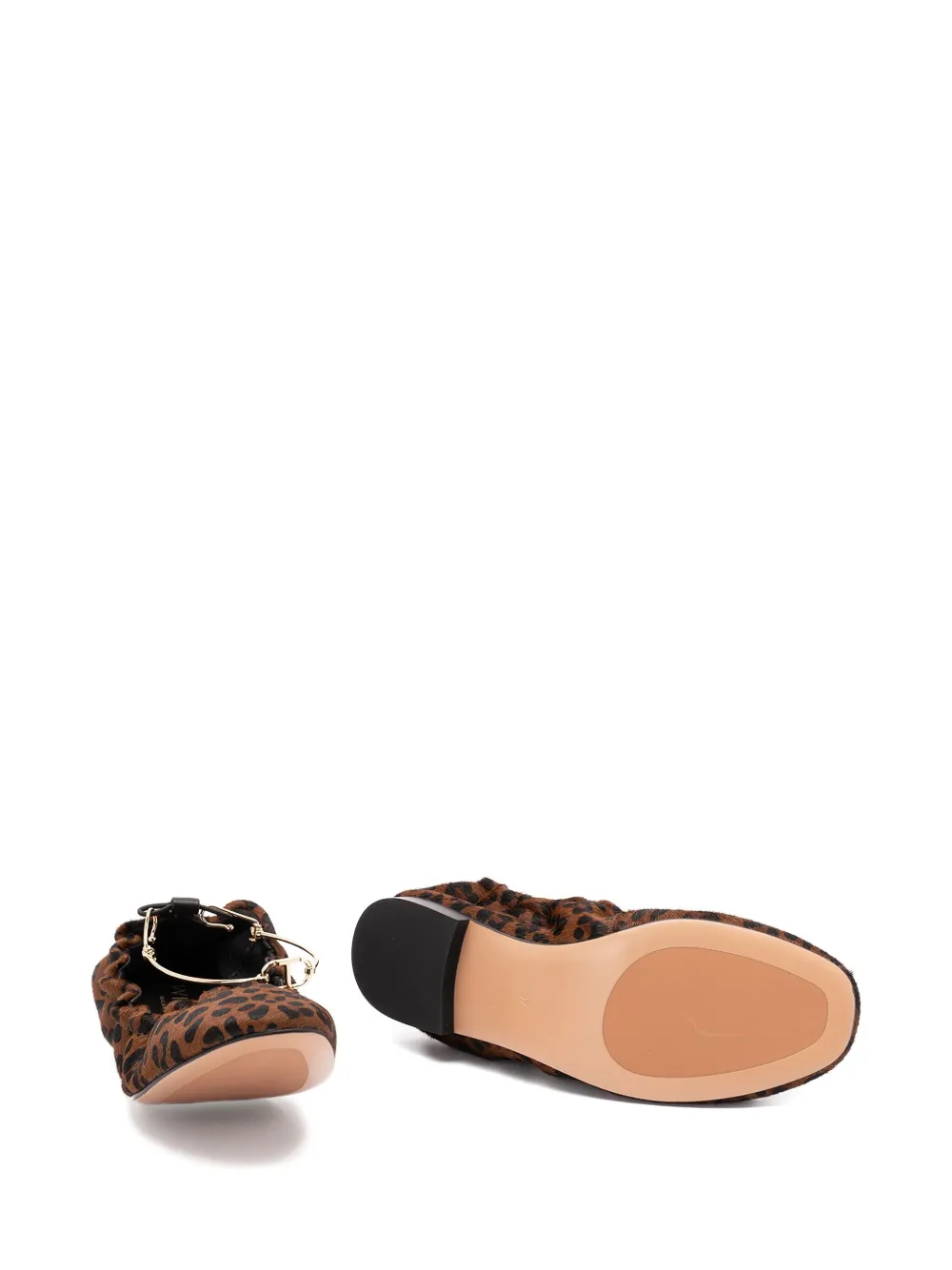 Twinset Leopard-print Chain-embellished Ballet Flats In Brown