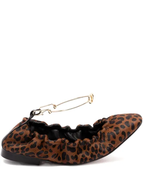TWINSET leopard-print chain-embellished ballet flats