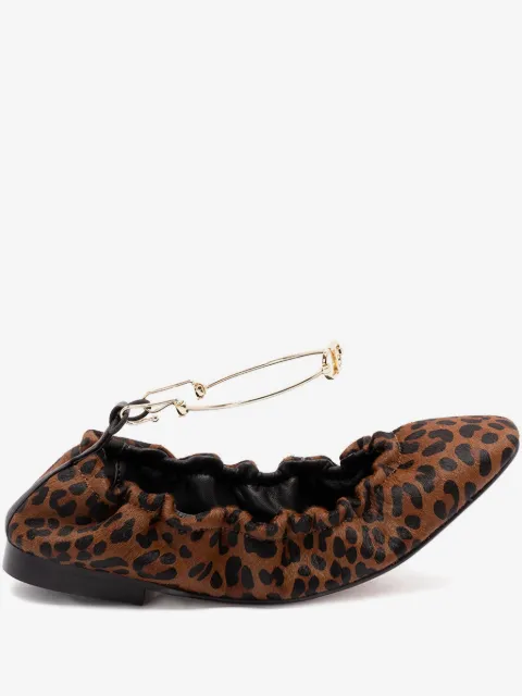 TWINSET leopard-print chain-embellished ballet flats