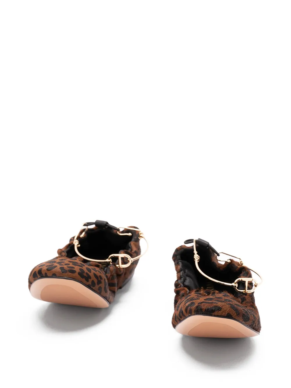 TWINSET leopard-print chain-embellished ballet flats Brown