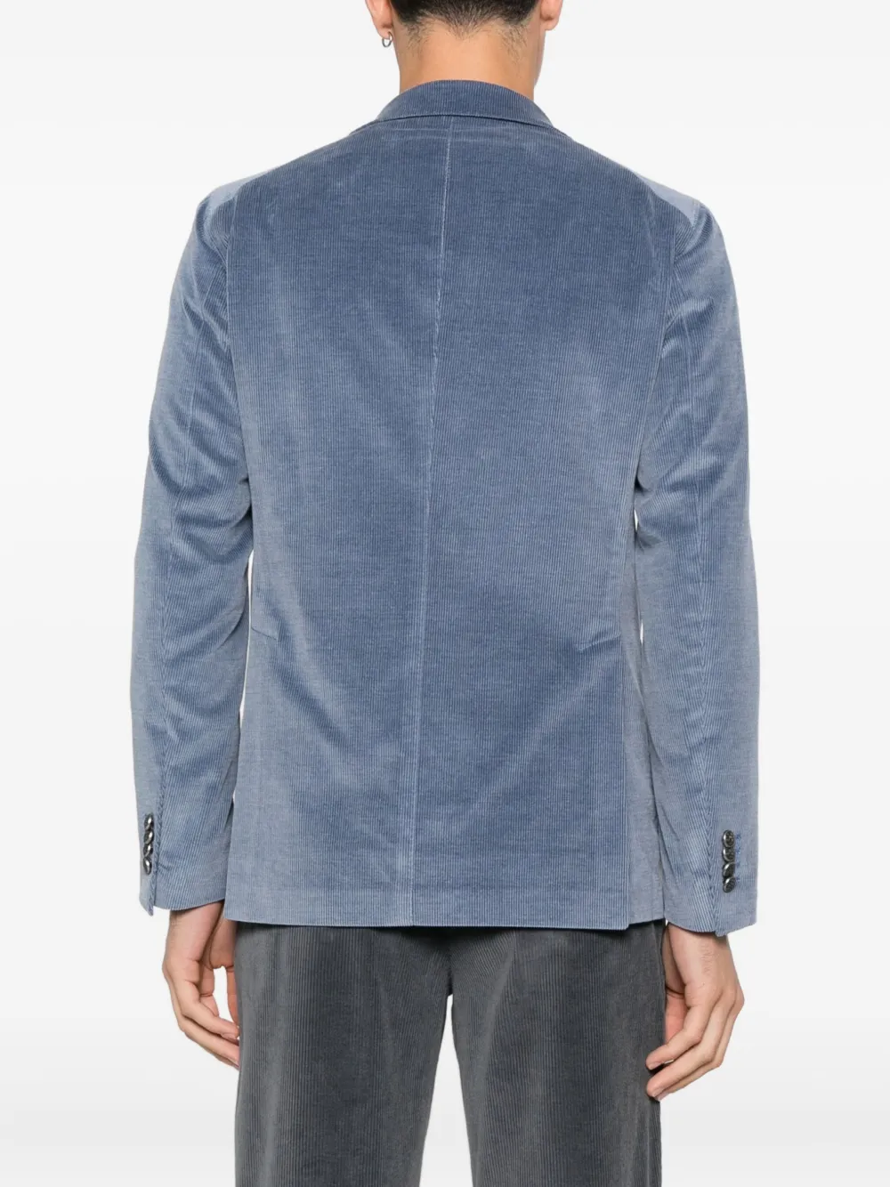 Tagliatore Ribfluwelen blazer met opgestikte zak Blauw