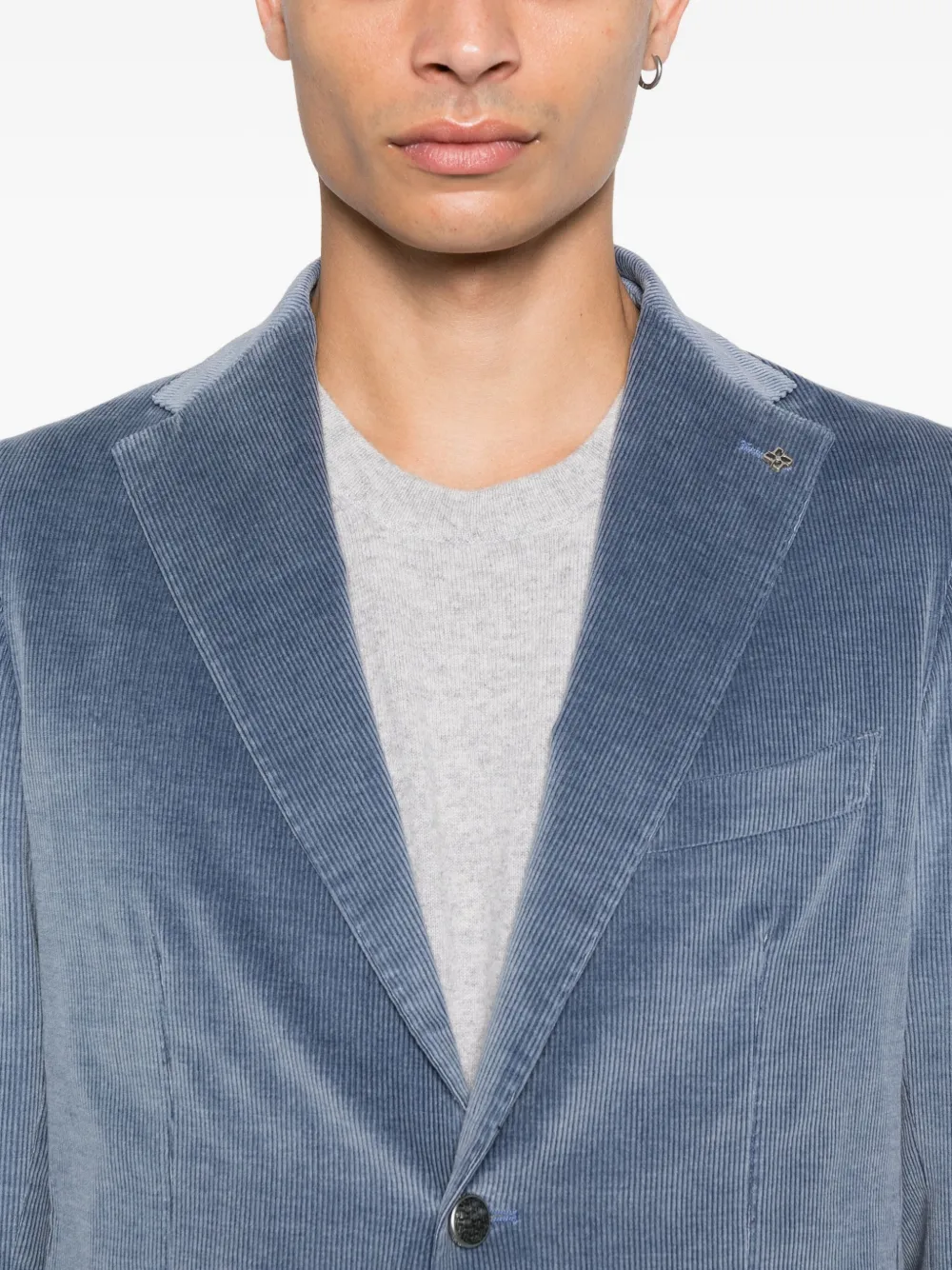 Tagliatore Ribfluwelen blazer met opgestikte zak Blauw