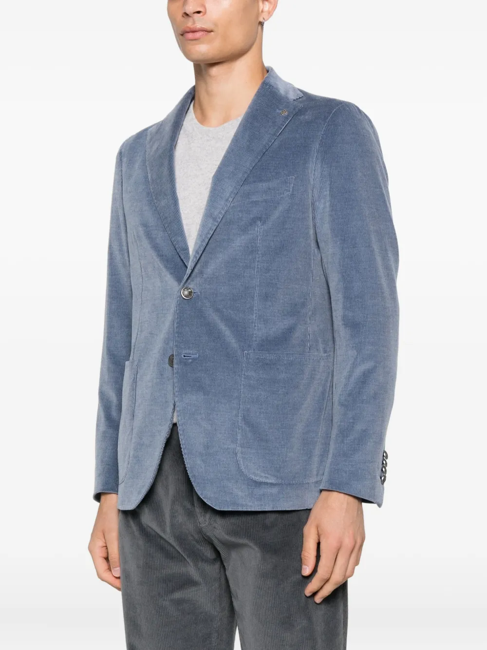 Tagliatore Ribfluwelen blazer met opgestikte zak Blauw