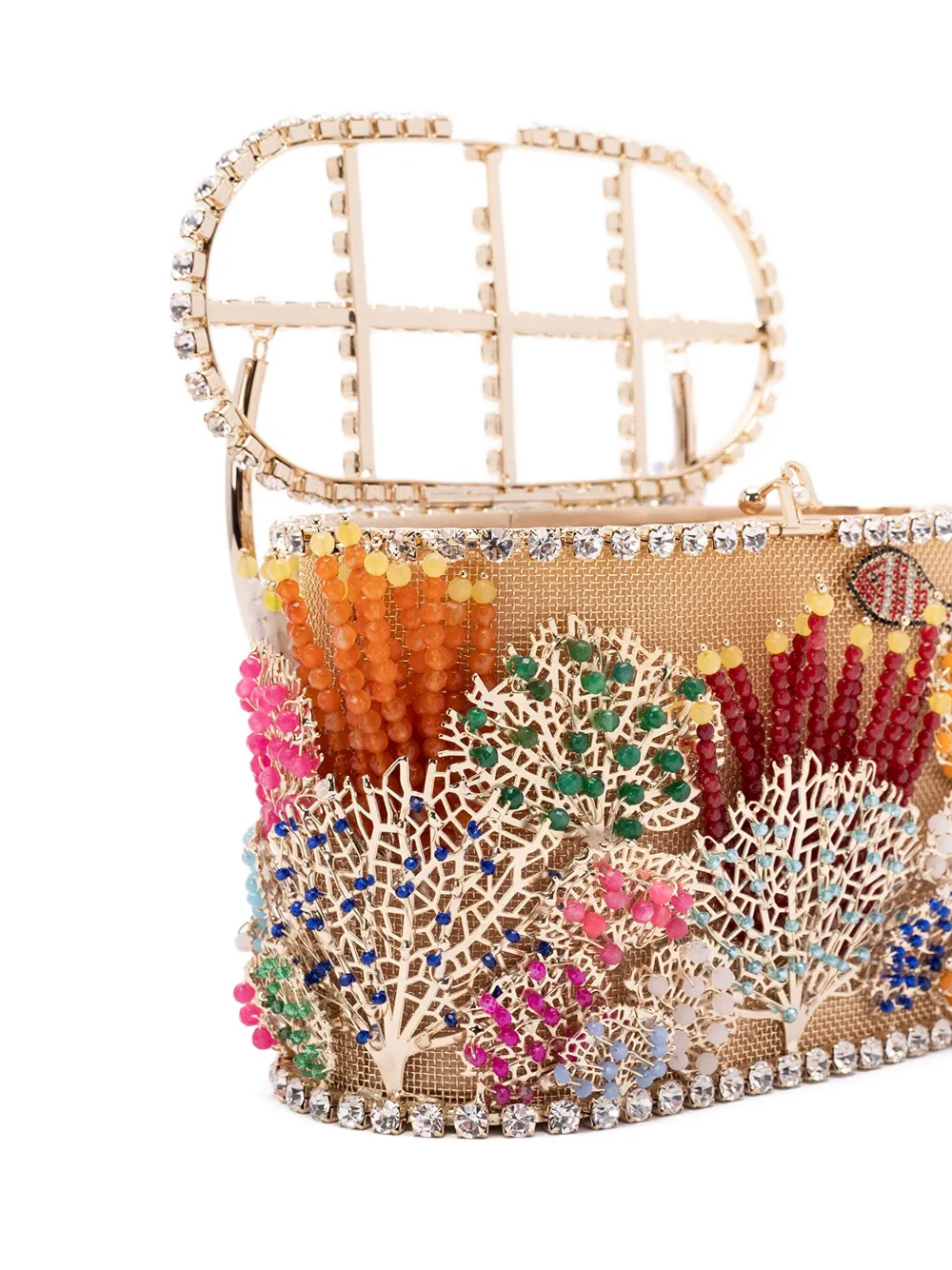 Rosantica Holli beaded coral-reef mini tote bag Beige
