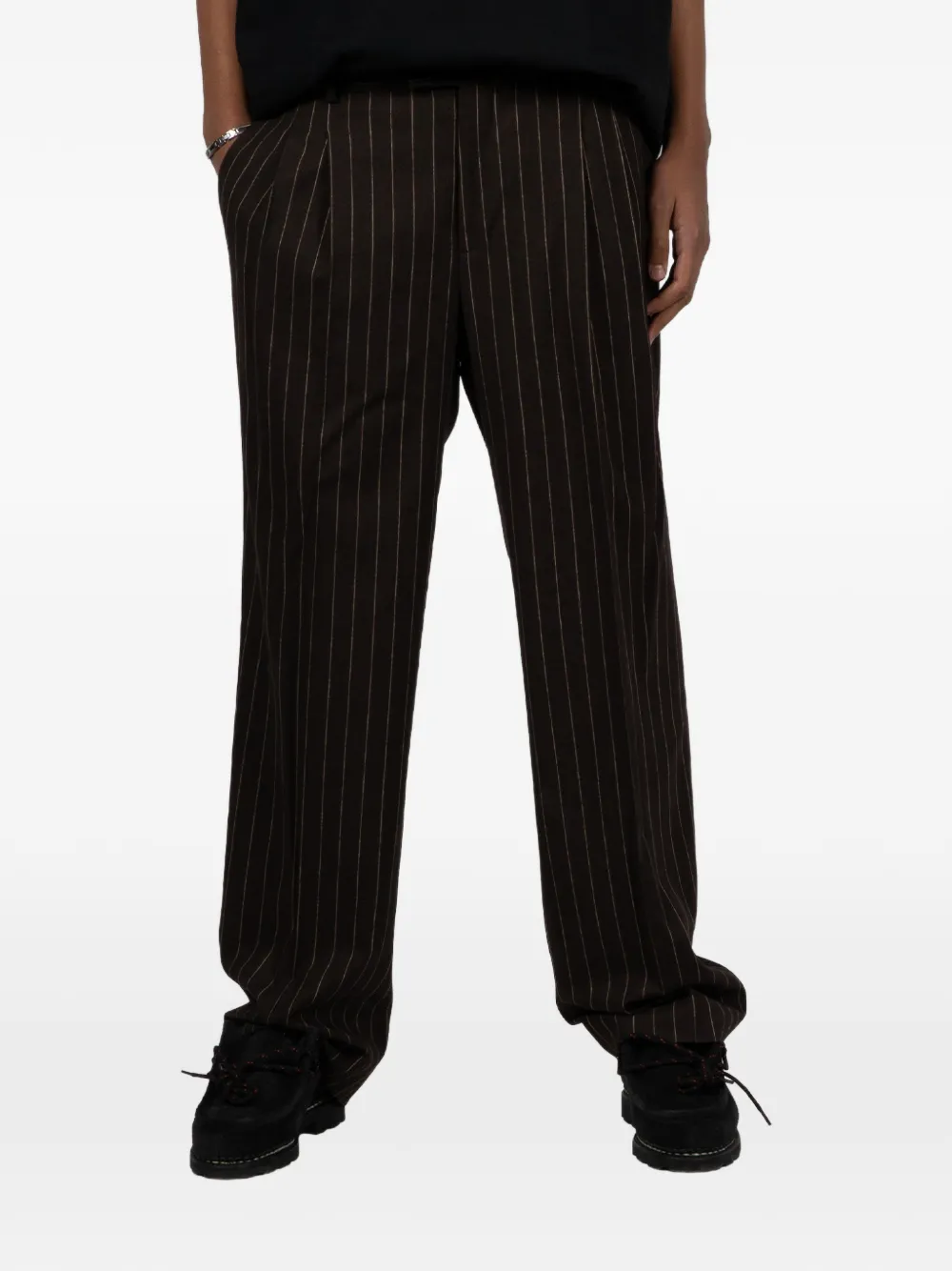 Drôle De Monsieur pinstripe trousers - Braun