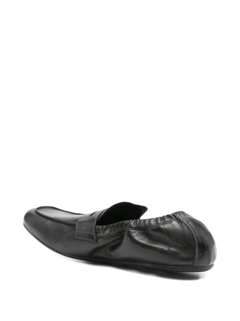 Prada Leren loafers met logo Zwart