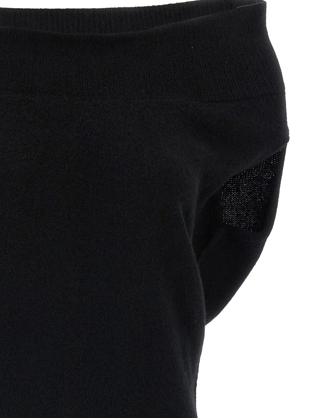 Rick Owens off-shoulder draped knitted vest Zwart