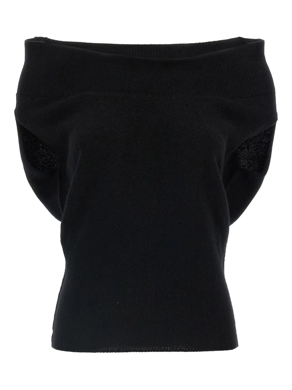 Rick Owens off-shoulder draped knitted vest Zwart