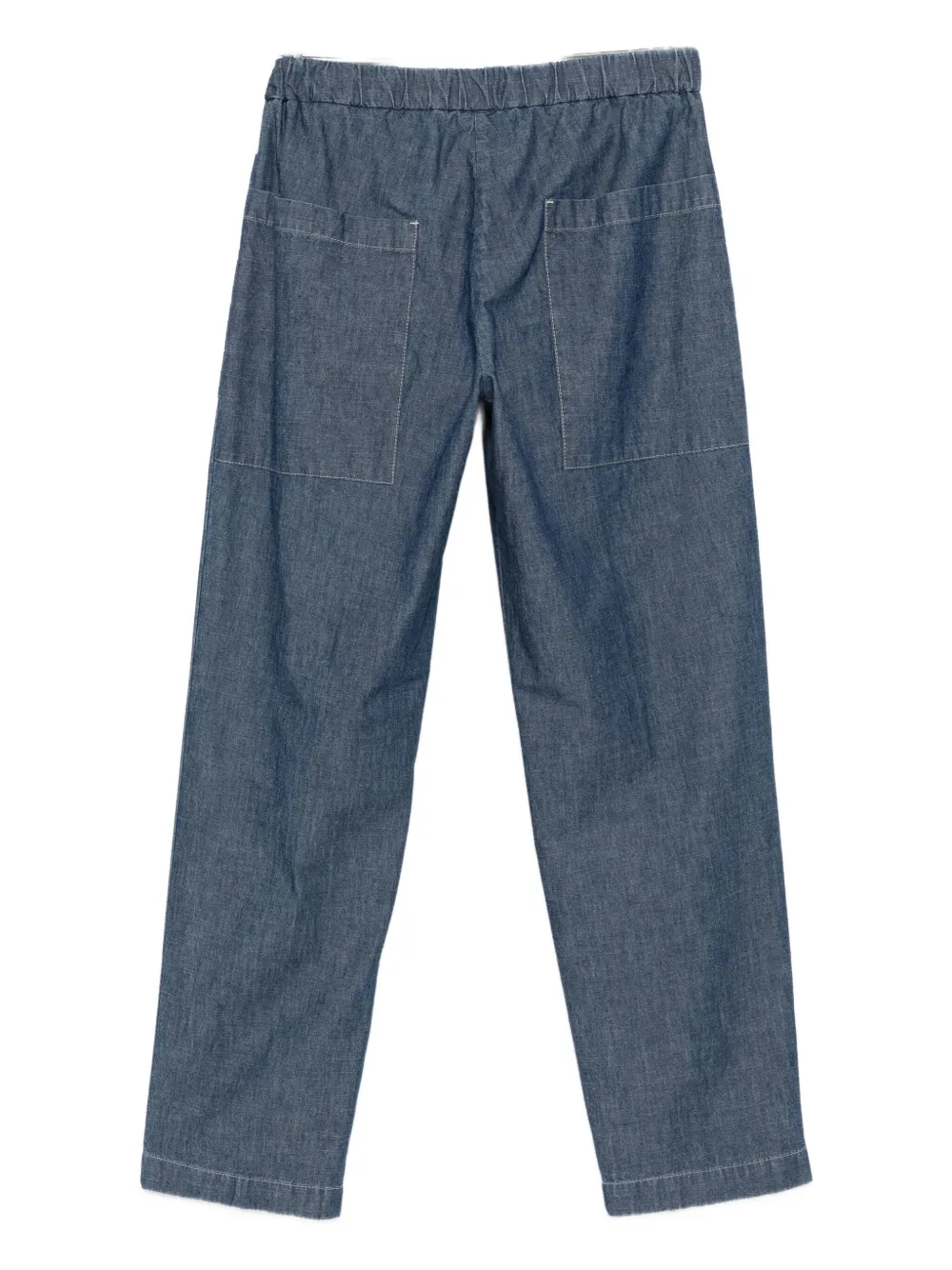 Original vintage style drawstring patch-pocket trousers - Blauw