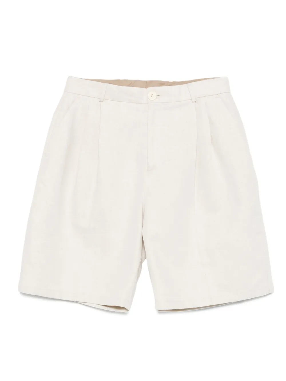pleated cotton-linen shorts