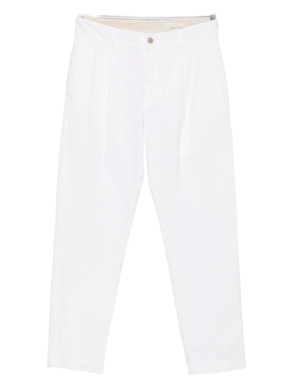 pleated-front cotton-blend trousers