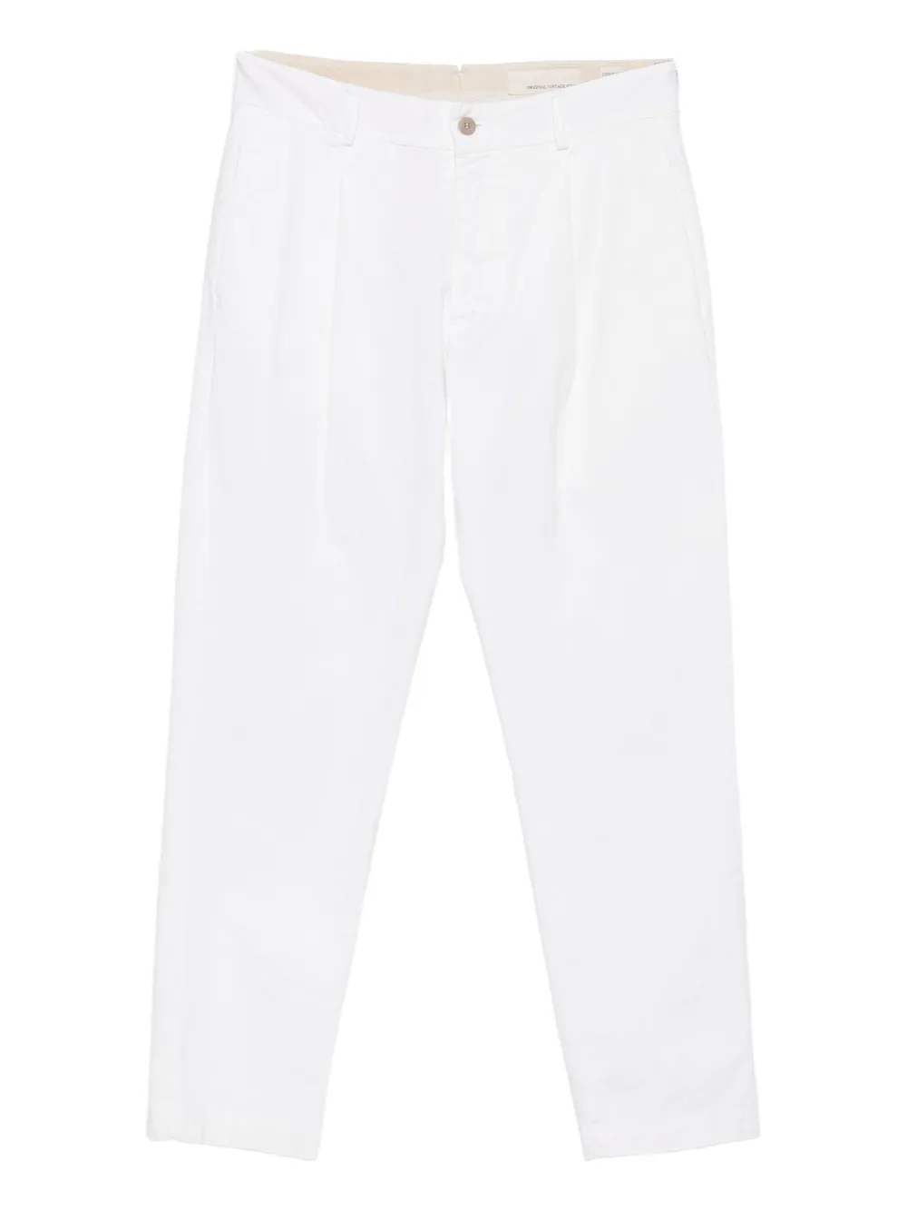 pleated-front cotton-blend trousers